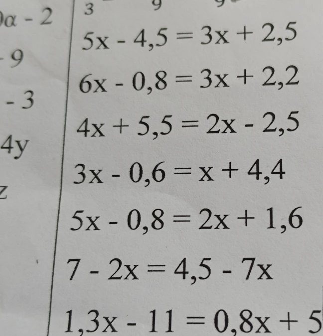 5x - 4,5 = 3x + 2,5