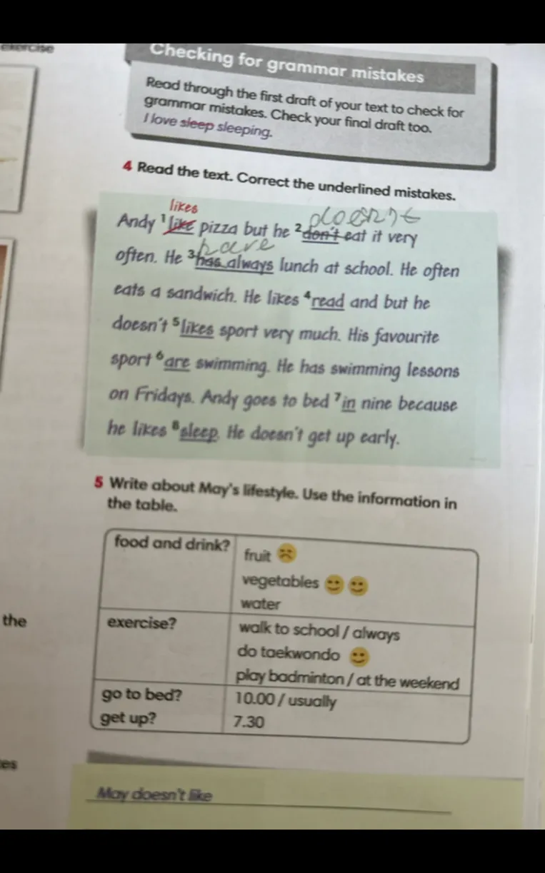 Read the text. Correct the underlined mistakes.