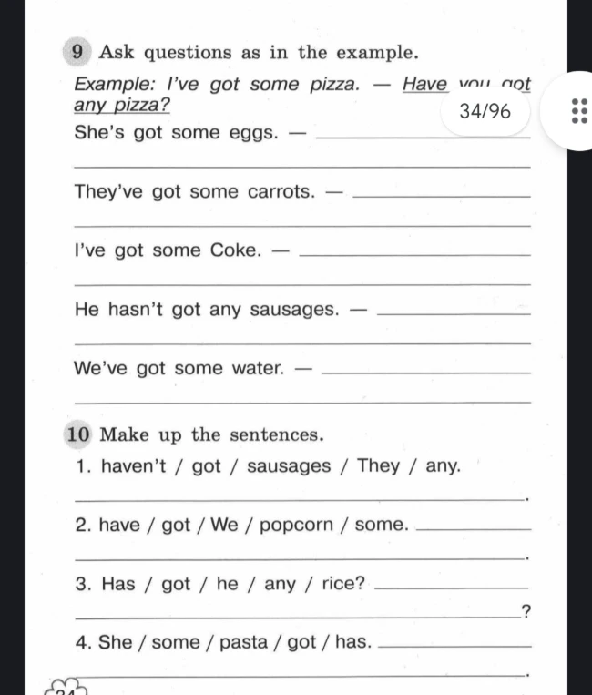 9 Ask questions as in the example.