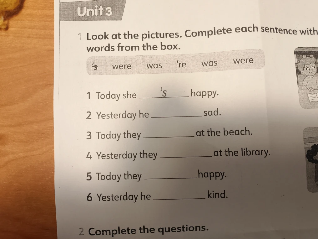 Look at the pictures. Complete each sentence with words from the box.