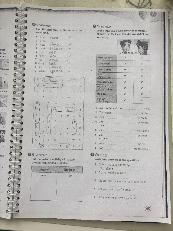 Find the past forms of the verbs in the word grid.