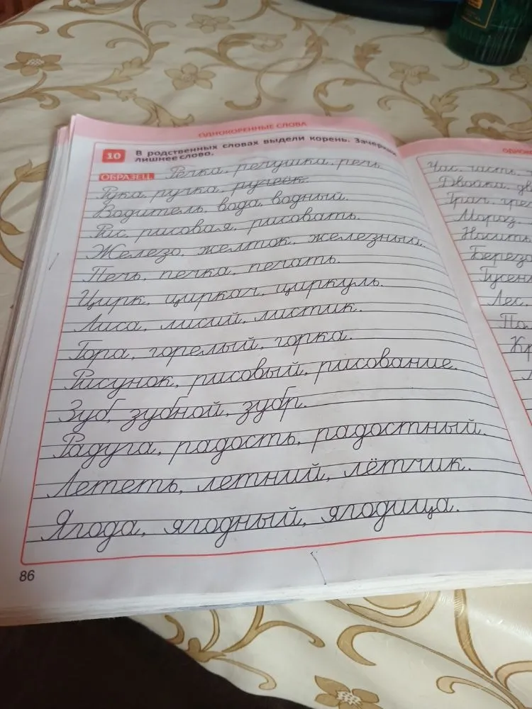 В родственных словах выдели корень. Зачеркни лишнее слово.