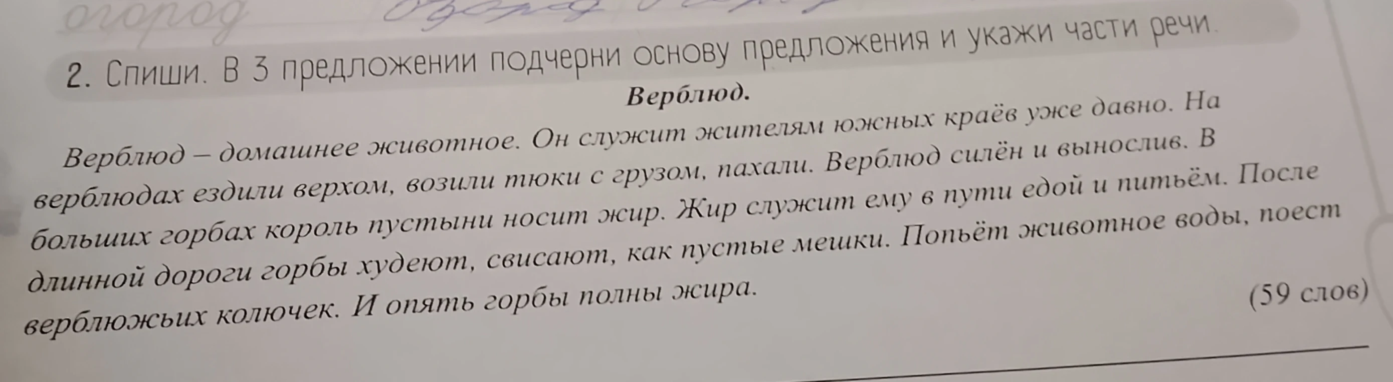2. Спиши. В 3 предложении подчеркни основу предложения и укажи части речи.