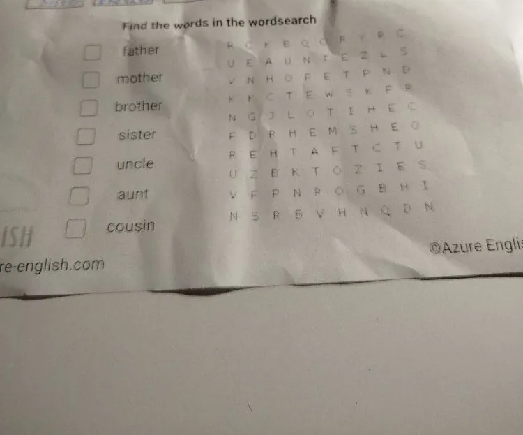 Find the words in the wordsearch
