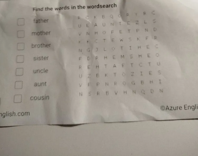 Find the words in the wordsearch