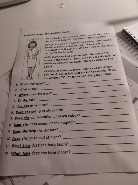 Read and answer the questions please.