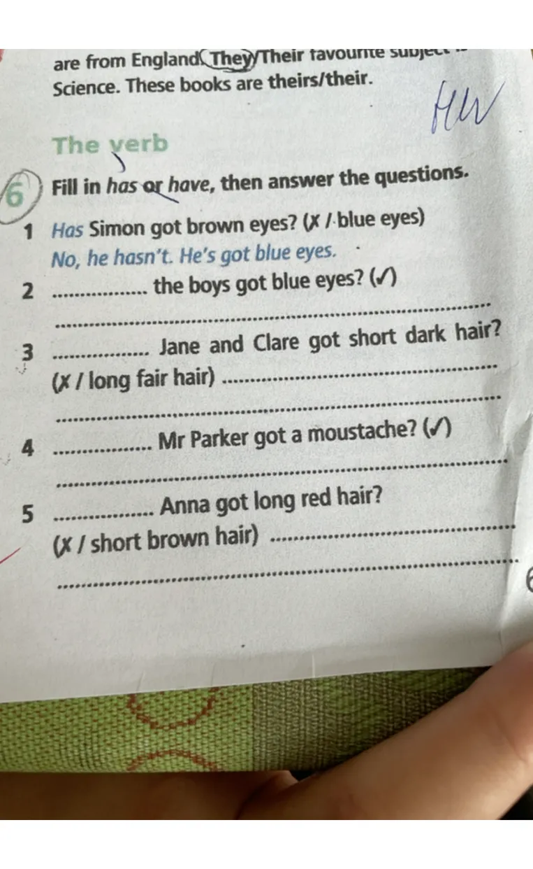 Fill in has or have, then answer the questions.