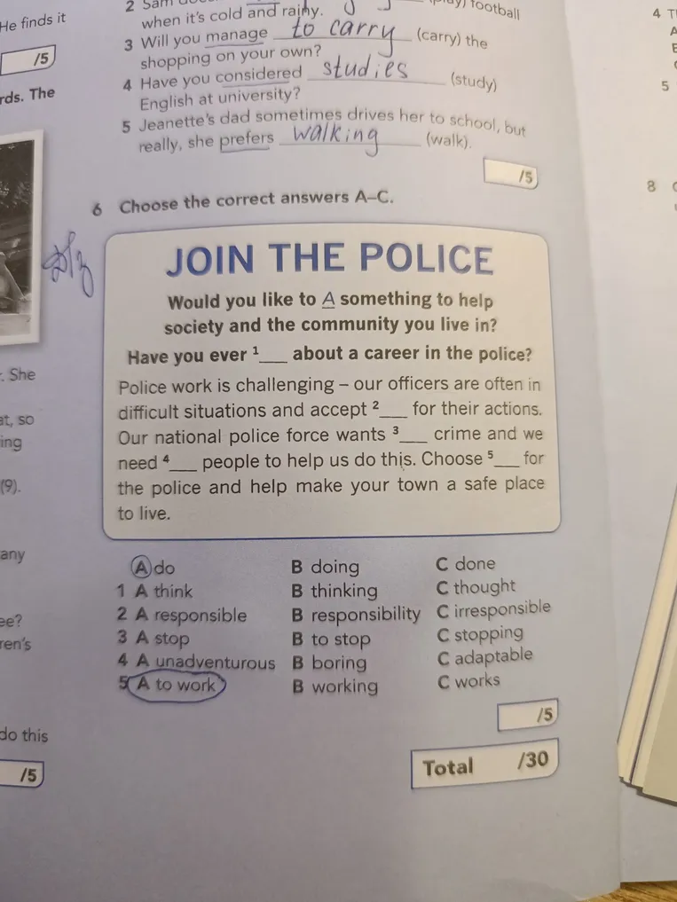 Choose the correct answers A-C.
