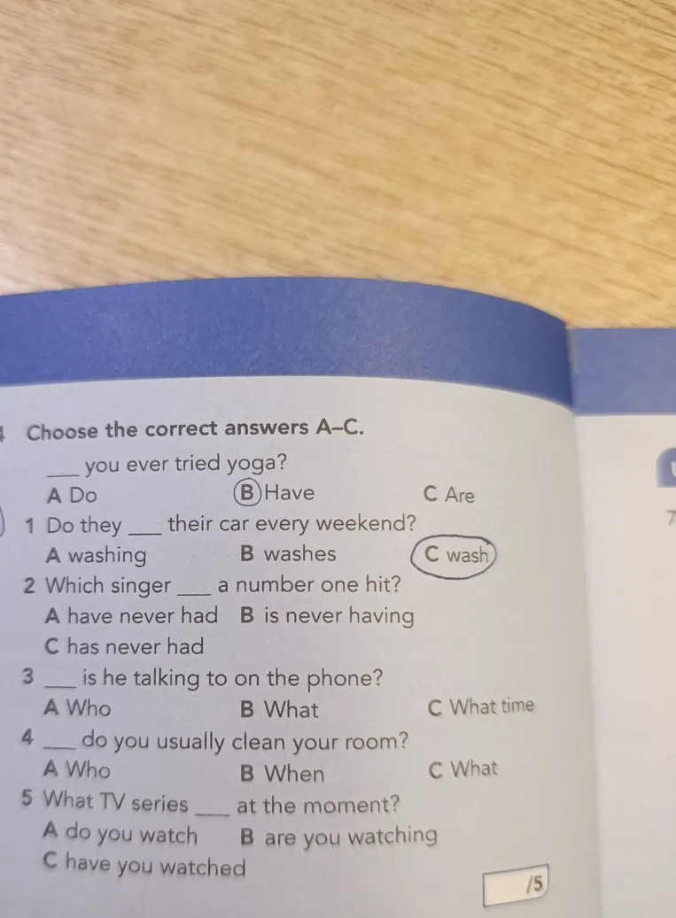 Choose the correct answers A–C.