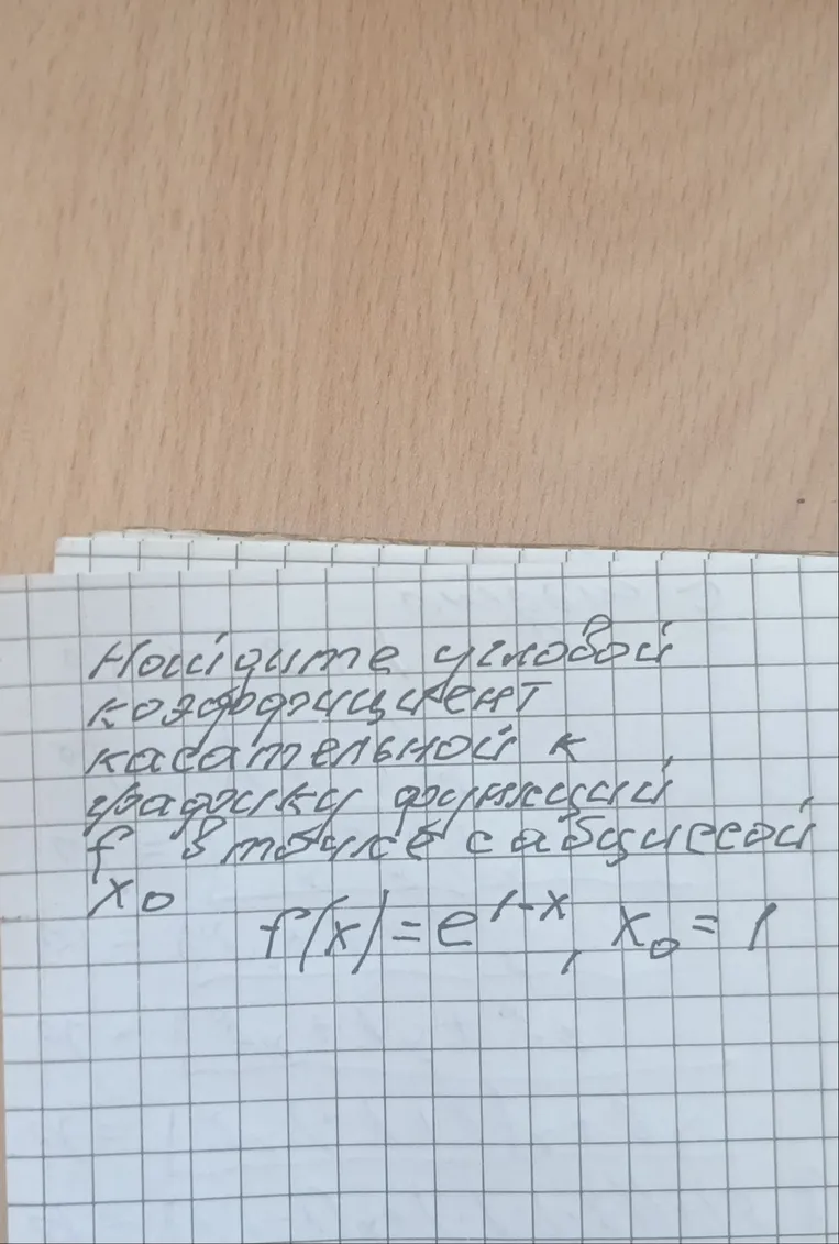 Найдите угловой коэффициент касательной к графику функции f в точке с абсциссой x0 f(x)=e^(1-x), x0=1
