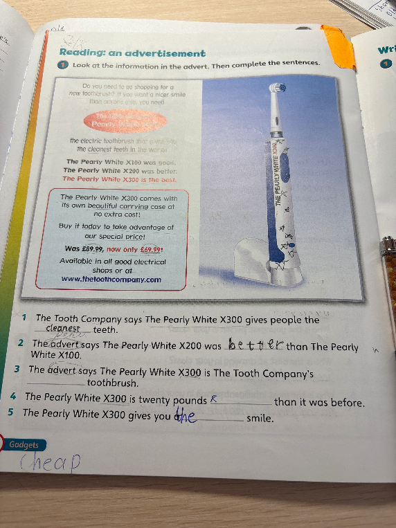 Look at the information in the advert. Then complete the sentences.