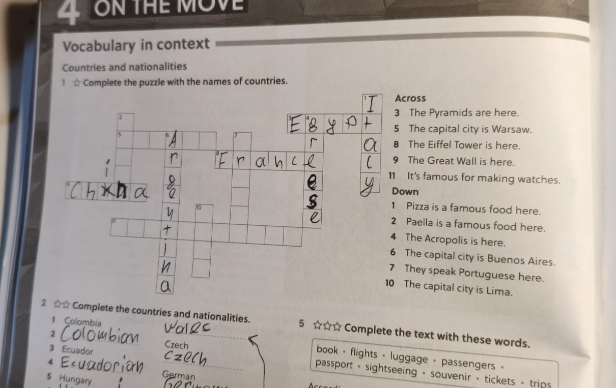 Complete the puzzle with the names of countries.