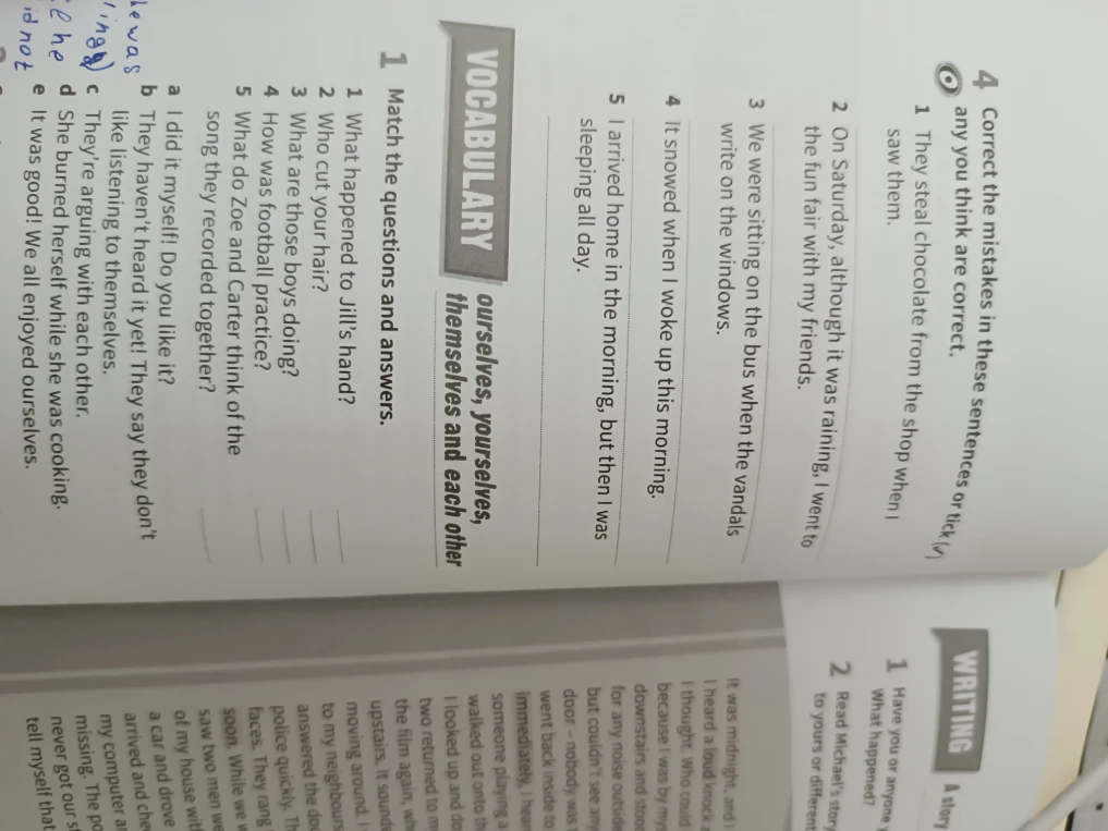 Correct the mistakes in these sentences or tick (✔) any you think are correct.