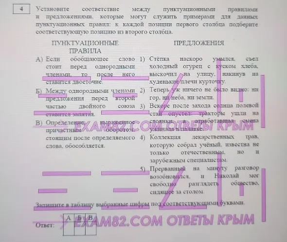 Установите соответствие между пунктуационными правилами и предложениями, которые могут служить примерами для данных пунктуационных правил: к каждой позиции первого столбца подберите соответствующую позицию из второго столбца.