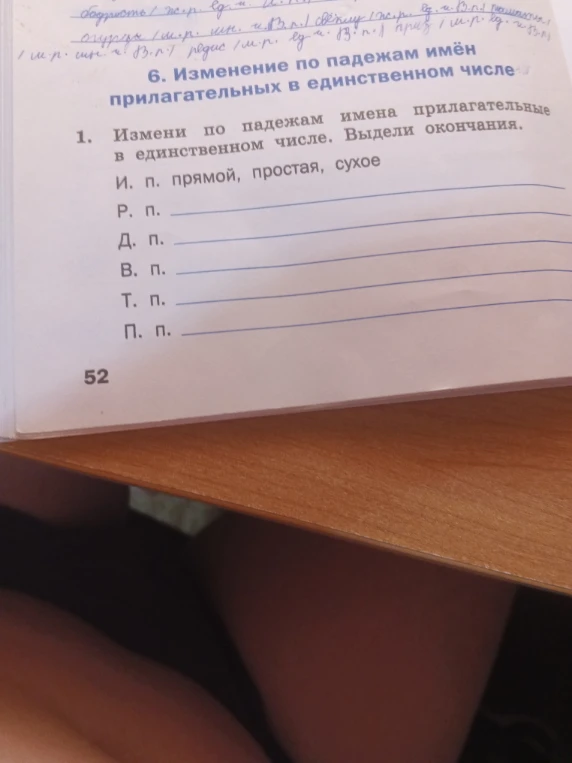 Измени по падежам имена прилагательные в единственном числе. Выдели окончания.