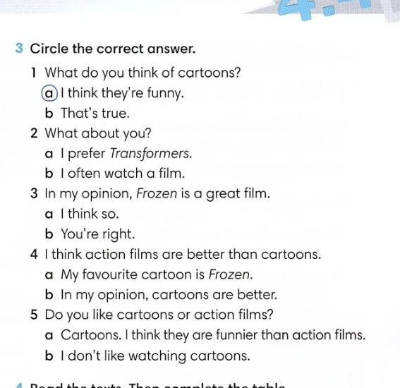 3 Circle the correct answer.
