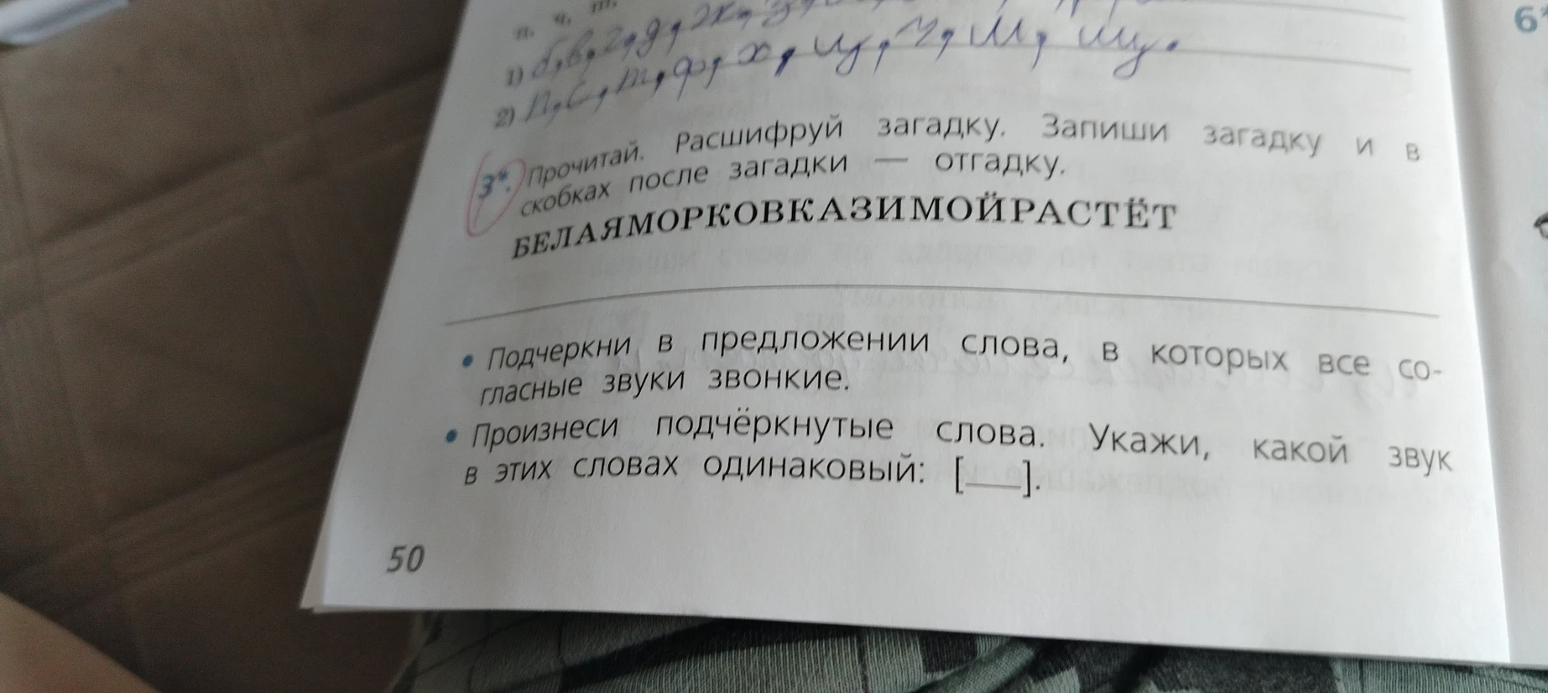 Прочитай. Расшифруй загадку. Запиши загадку и в скобках после загадки — отгадку.