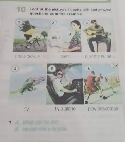 Look at the pictures. In pairs, ask and answer questions, as in the example.