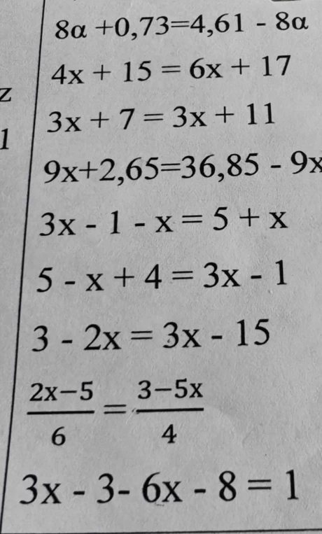 8α + 0,73 = 4,61 - 8α