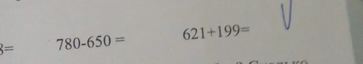 780-650=, 621+199=
