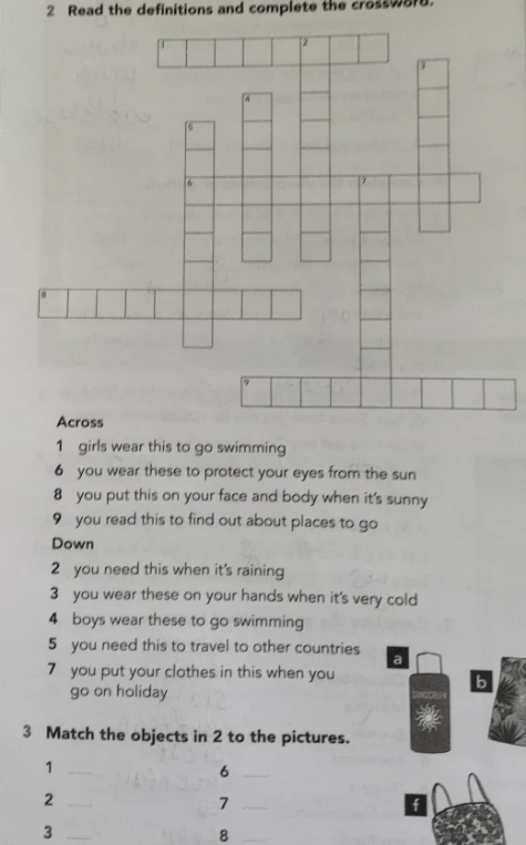 Read the definitions and complete the crossword.