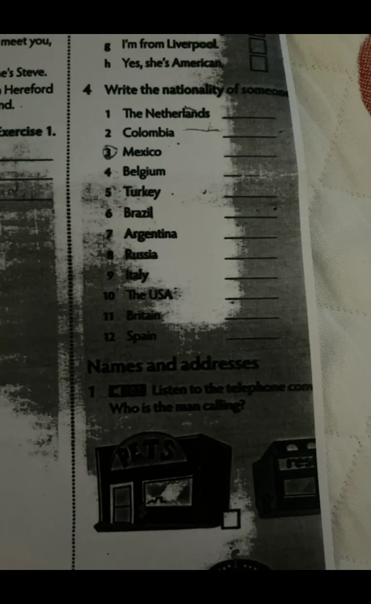 Write the nationality of someone