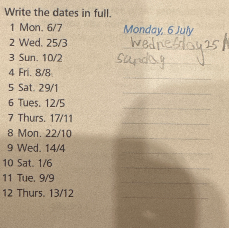 Write the dates in full.