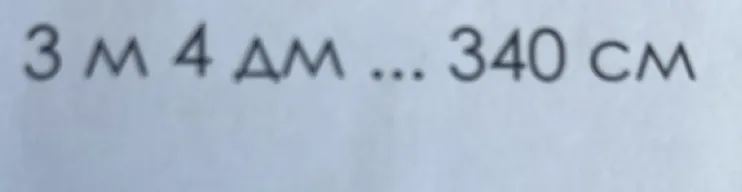 3 м 4 дм ... 340 см