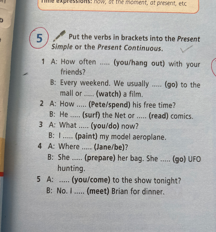 Put the verbs in brackets into the Present Simple or the Present Continuous.