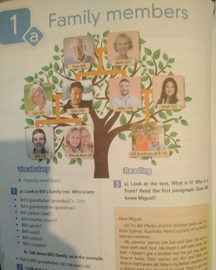 Look at Bill's family tree. Who is/are: