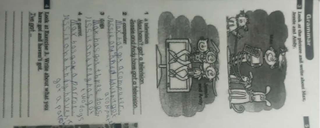 Look at the picture and write about Max, Jessie and Andy.