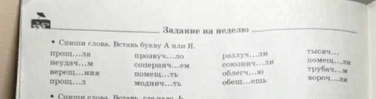 Спиши слова. Вставь букву А или Я.