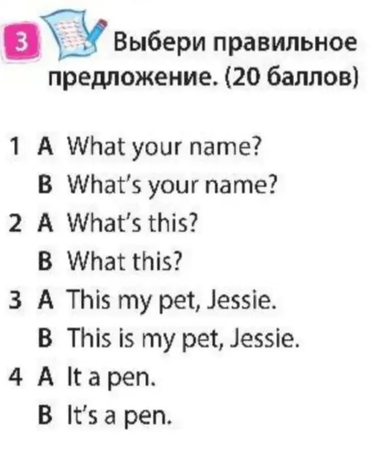 Выбери правильное предложение. (20 баллов)