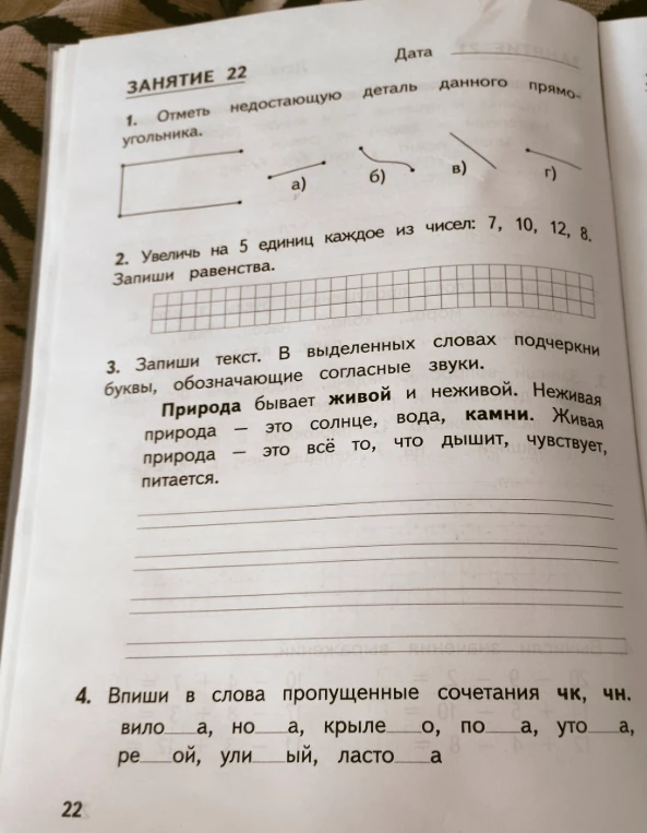 1. Отметь недостающую деталь данного прямоугольника.