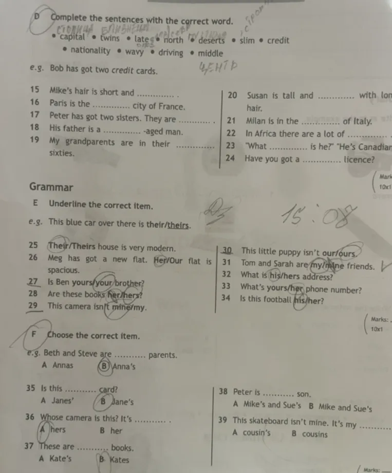 Complete the sentences with the correct word.