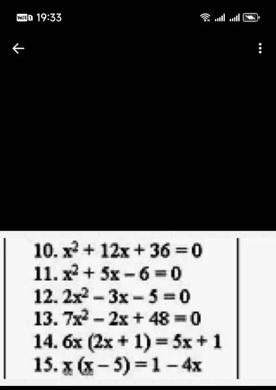 10. x^2 + 12x + 36 = 0