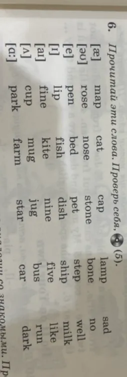6. Прочитай эти слова. Проверь себя. (5).