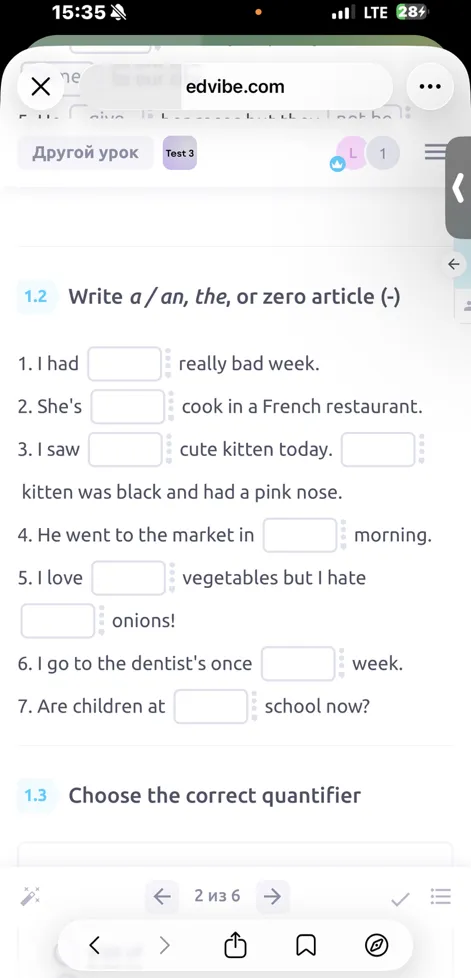 1.1 Complete the sentences with the Past Simple forms of the verbs