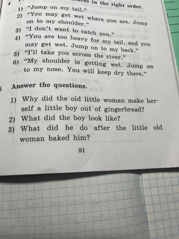 Put the sentences in the right order.