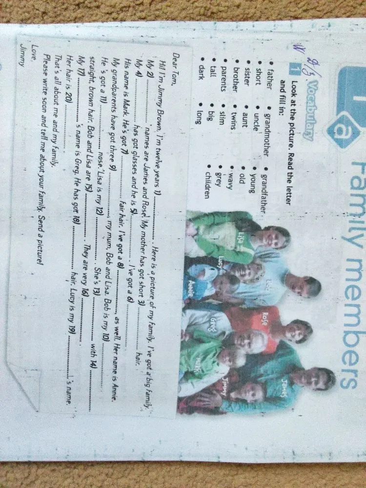 Look at the picture. Read the letter and fill in: