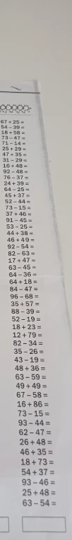 67 + 25 =