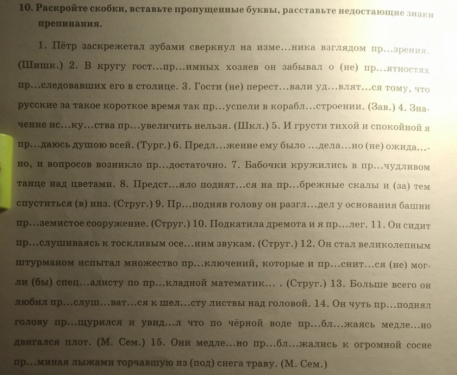 10. Раскройте скобки, вставьте пропущенные буквы, расставьте недостающие знаки препинания.