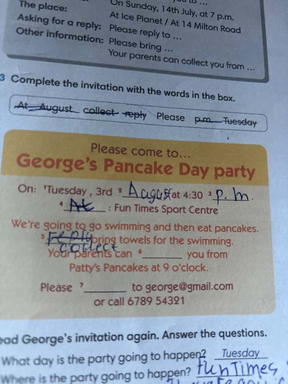 Complete the invitation with the words in the box.