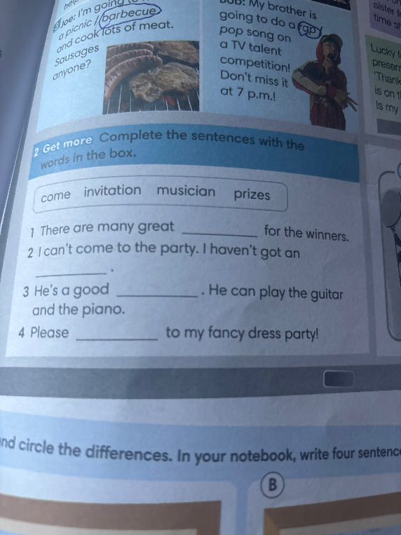 Complete the sentences with the words in the box.
