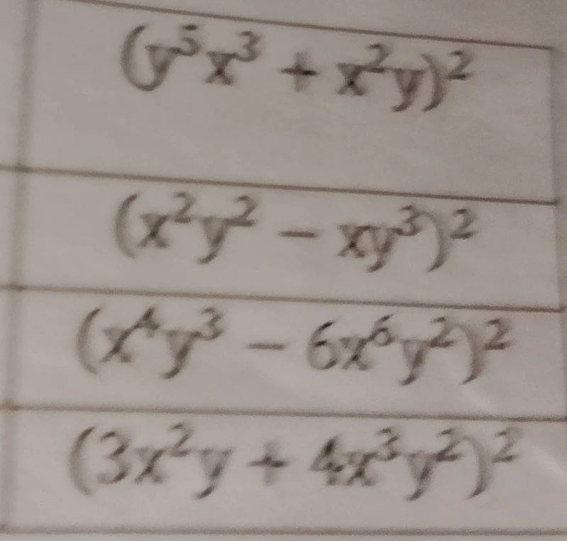 (y^5x^3 + x^2y)^2