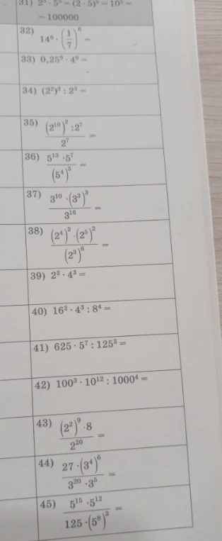 32) 14^6 * (1/7)^6 =