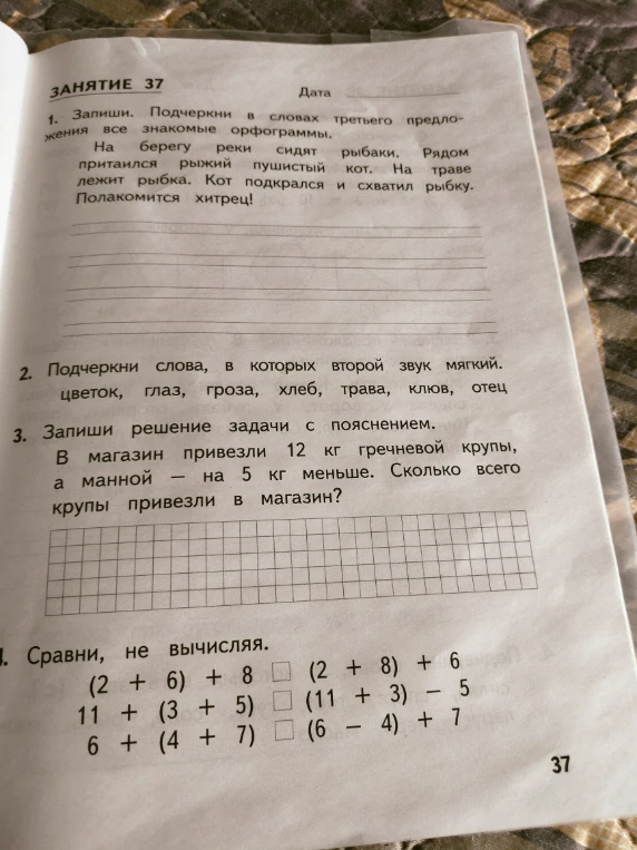 Запиши. Подчеркни в словах третьего предложения все знакомые орфограммы.