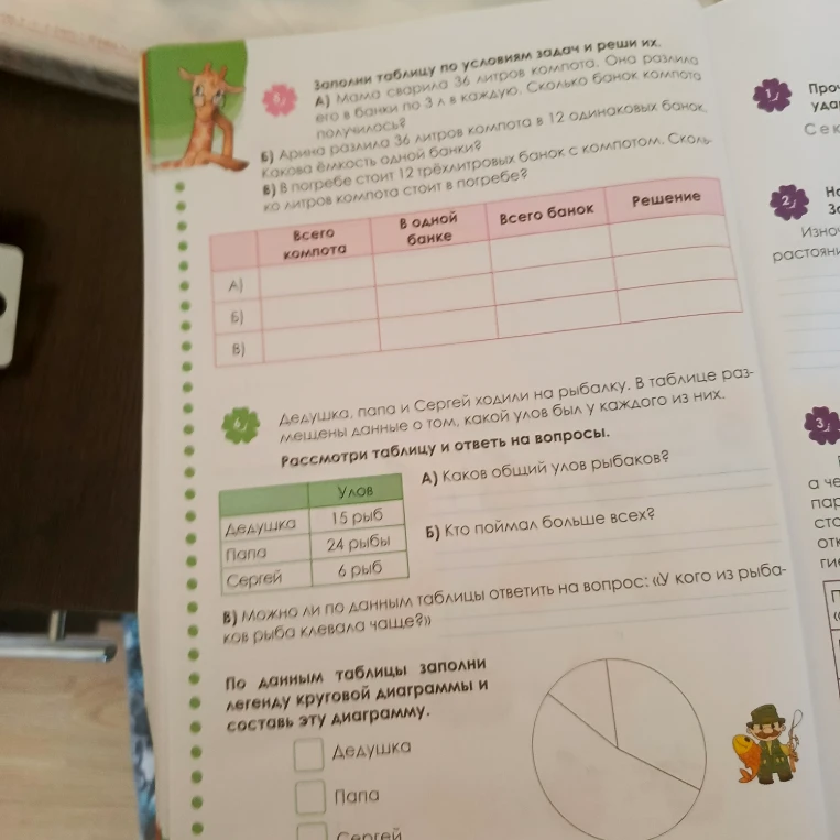 Заполни таблицу по условиям задач и реши их.