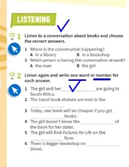 Listen to a conversation about books and choose the correct answers.