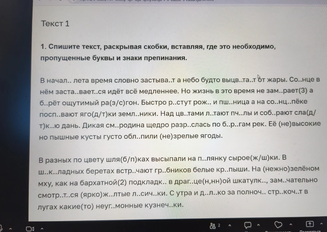 1. Спишите текст, раскрывая скобки, вставляя, где это необходимо, пропущенные буквы и знаки препинания.